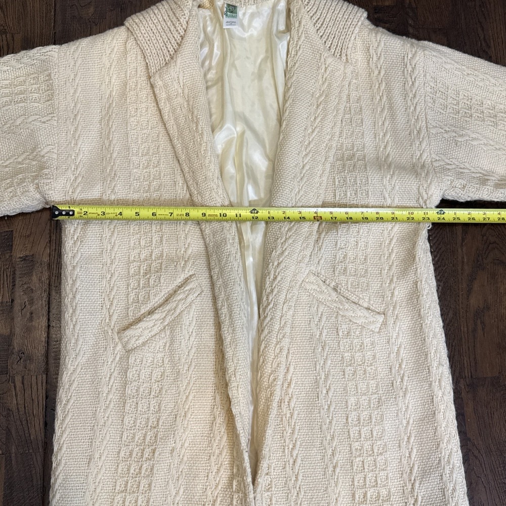 Branigan Weavers Womens Wool Sweater Coat Jacket Cardigan Ireland Ivory Medium - Picture 6 of 8